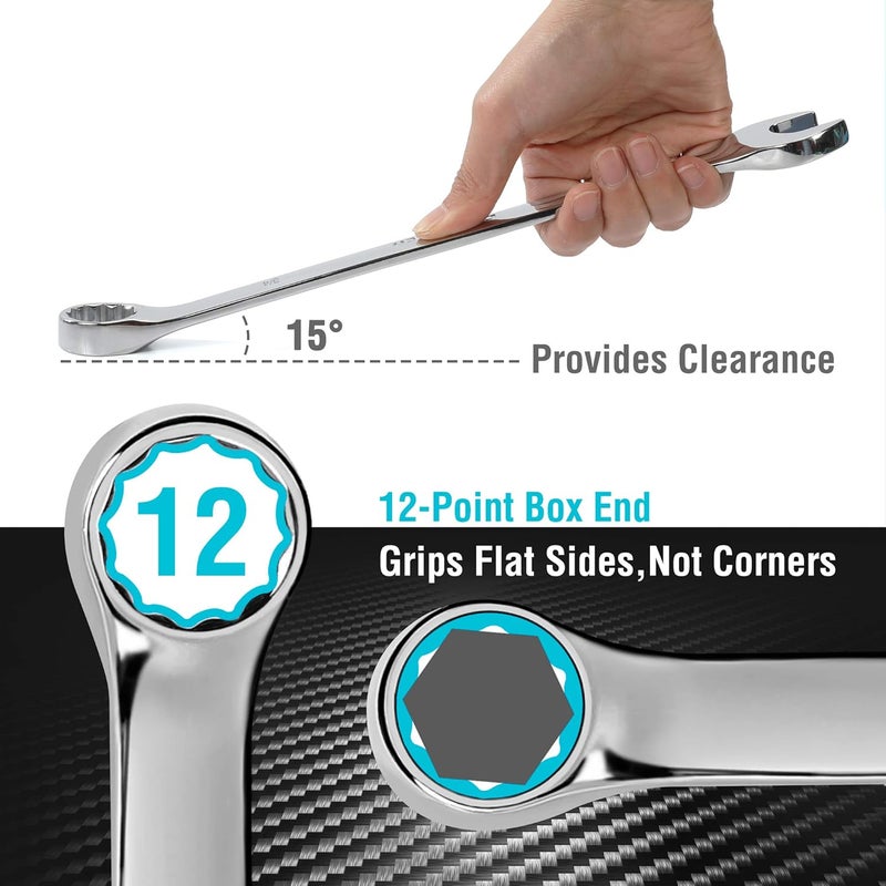 DURATECH Combination Wrench Set, SAE, 11-Piece, 1/4'' to 7/8'', 12-Point, CR-V Steel, Organized in Wrench Holder - Image 4